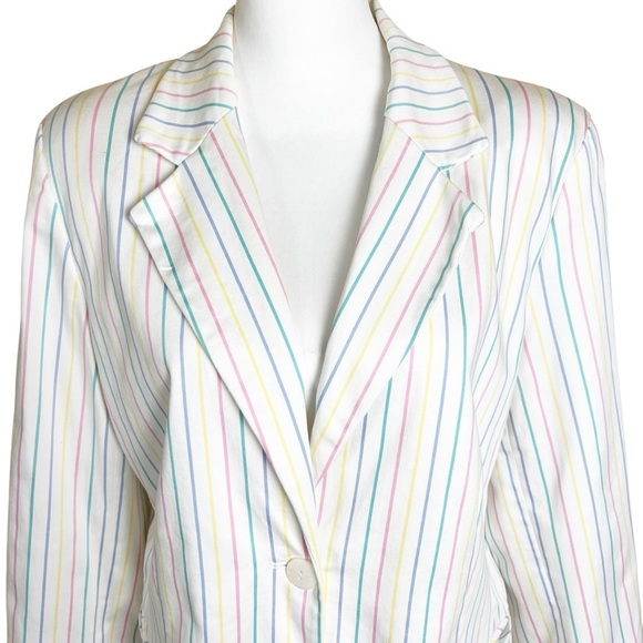 Sag Harbor Blazer Womens Size 14 Pastel Easter Rainbow Stripe Office Work Career - Picture 4 of 11